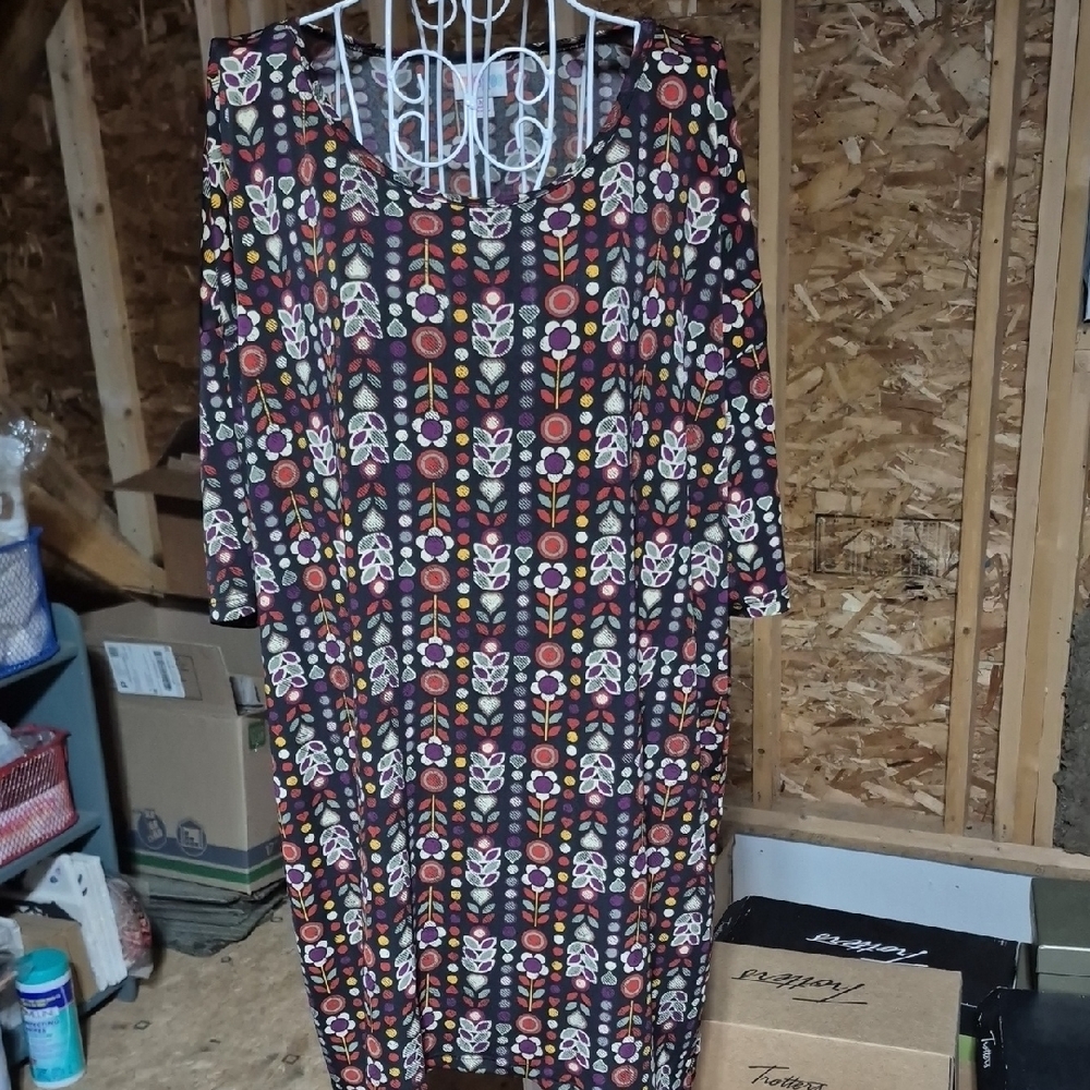 $5 ITEM MUST BUNDLE LuLaRoe Black Dress with Colorful Floral Design